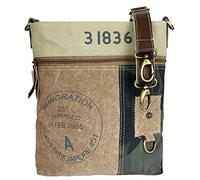 Sunsa Damen Umhängetasche. Crossover Bag mit Viele Fächern. Vintage- Retro Stil Schultertasche. Crossbody Tasche aus Canvas & Leder.