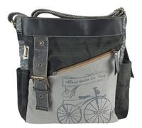 Sunsa Handtasche Damen Umhängetasche aus Canvas & Leder. Vintage Stil Tasche mit Fahrradmotiv. Crossbody Bag-große Damentasche für Freizeit, Arbeit, Uni, leicht, alltagstauglich, mit vielen Fächern