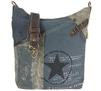 Sunsa Damen Umhängetasche. Hobo Tasche aus Canvas/Leinwand & Leder. Groß Vintage Stil Crossbody Bag mit Stern & mehreren Fächern. Nachhaltige Handtasche als Geschenkideen für Frauen