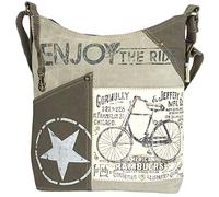 Sunsa Damen Umhängetasche. Hobo Tasche aus Canvas/Segeltuch & Leder. Groß Vintage Stil Crossbody Bag mit Fahrradmotive für Fahrrad Liebhaber. Nachhaltige Handtasche als Geschenkideen