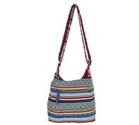 Sunsa Damen Umhängetasche. Hobo Tasche aus gewebter Baumwolle mit verstellbare Henkel. Crossbody Schultertasche mit Streifen Design. Geschenkideen für Frauen (blau bunt)