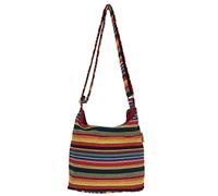Sunsa Damen Umhängetasche. Hobo Tasche aus gewebter Baumwolle mit verstellbare Henkel. Crossbody Schultertasche mit Streifen Design. Geschenkideen für Frauen/Mädchen (Bunt/Senf/rot)