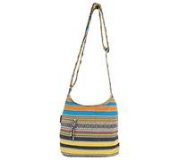 Sunsa Damen Umhängetasche. Hobo Tasche aus gewebter Baumwolle mit verstellbare Henkel. Crossbody Schultertasche mit Streifen Design. Geschenkideen für Frauen/Mädchen (Bunt/hell blau/orange)