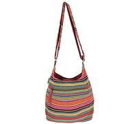 Sunsa Damen Umhängetasche. Hobo Tasche aus gewebter Baumwolle mit verstellbare Henkel. Crossbody Schultertasche mit Streifen Design. Geschenkideen für Frauen