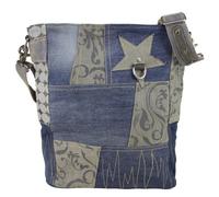 Sunsa Damen Umhängetasche in Patchwork Design. Nachhaltige Jeans Crossbody Bag