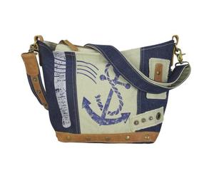 Sunsa Damen Umhängetasche Jeans/Canvas Tasche Maritim Schultertasche