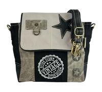 Sunsa Damen Umhängetasche. Messenger Tasche aus Canvas/Leder. Kleine Vintage Crossbody Bag mit Stern. Retro graue Schultertasche. Nachhaltig Handtasche als Geschenkideen
