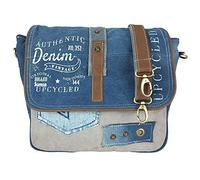 Sunsa Damen Umhängetasche. Messenger Tasche aus Canvas, Recycelte Jeans & Leder. Große Vintage Crossbody bag. Nachhaltig Upcycling Jeanshose Handtasche als Geschenkideen für Frauen