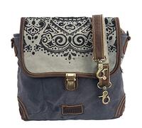 Suna Damen Taschen Umhängetasche brau blaue Handtasche Canvas mit Leder Crossbody Tasche Schultertasche Geschenkidee 52506