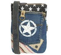 Sunsa Damen Umhängetasche. Nachhaltig Tasche aus recycelte Jeans & Canvas. Vintage Stil mit Stern Design Vegan Schultertasche. Kleine Crossover Bag