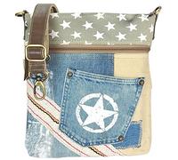 Sunsa Damen Umhängetasche. Nachhaltig Tasche aus recycelte Jeans & Canvas. Vintage Stil mit Stern Design Schultertasche. Kleine Crossover Bag