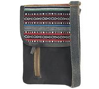 Sunsa Damen Umhängetasche. Nachhaltige Crossover Tasche. Vegane Kleine Messenger Bag mit mehreren Fächern. (schwarz bunt)