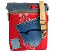 Sunsa Damen Tasche Umhängetasche kleine Schultertasche Handtasche aus Canvas & Jeans blau 52244