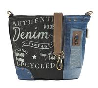 Sunsa Damen Umhängetasche. Schultertasche aus Canvas recycelte Jeans & Leder. Vintage Crossbody Tasche. Graue Retro Nachhaltig Handtasche als Geschenkideen für Frauen
