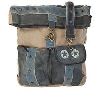 Sunsa Damen/Herren Umhängetasche große Schultertasche Handtasche aus Canvas & Leder grau