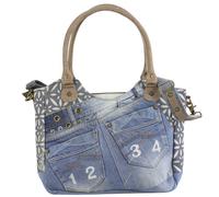 Sunsa Handtasche aus recycelter Jeans & Canvas. Nachhaltige große Schultertasche große Shopper