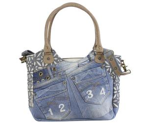 Sunsa Handtasche aus recycelter Jeans & Canvas. Nachhaltige große Schultertasche große Shopper