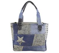 Sunsa Handtasche. Damen Tasche. Große Damentasche. Nachhaltige Shopper. Schultertasche aus recycelte Jeans Stoff & Canvas in Retro Vintage Stil