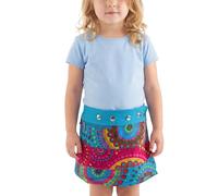 Sunsa Kinder Rock Minirock Wickelrock Wenderock Sommerrock Kinderrock aus Baumwolle, 2 optisch Verschiedene Röcke, Größe ist variabel verstellbar durch Druckknöpfe