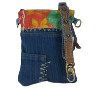 Sunsa kleine Damen Umhängetasche aus recycelter Jeans & Sari. Nachhaltige Tasche
