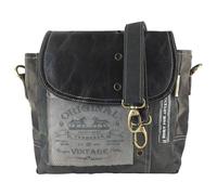 Sunsa Damen Umhängetasche in Vintage Stil. Schultertasche aus schwarze Leder & graue Canvas. Kleine Messenger Crossbody Tasche als Geschenkideen für Frauen/Mädchen, Pferde Motiv