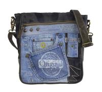 Sunsa Messenger Umhängetasche aus recycelter Jeans & schwarze Canvas. Nachhaltige Tasche
