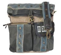 Sunsa Taschen. Umhängetasche. Damen Tasche. Damentasche mit Viele Frontfächern. Große Handtasche aus Canvas/Leinwand und Leder. Vintage Unisextasche. Geschenk für Sie/Ihn