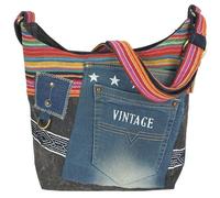 Sunsa Umhängetasche aus recycelter Jeans & Canvas. Nachhaltige Crossbody Hobo Tasche