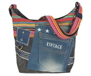 Sunsa Umhängetasche aus recycelter Jeans & Canvas. Nachhaltige Crossbody Hobo Tasche