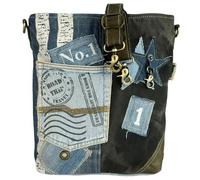 Sunsa Umhängetasche aus recycelter Jeans & schwarze Canvas. Nachhaltige Damen Crossbody Bag