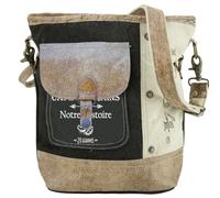 Sunsa Umhängetasche Damen aus Canvas & Leder, Vintage Schultertasche groß, Crossbody Bag mit verstellbarem Gurt und vielen Fächern, Freizeittasche für Alltag, Arbeit & Stadt in entspanntem Retro Look