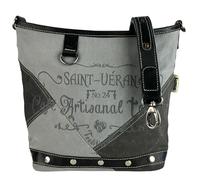 Sunsa Umhängetasche Damen groß Handtasche mit vielen Fächern Big Bag aus Canvas & Leder. Vintage Tasche in grau/schwarz Schultertasche Shopper Taschen Arbeitstasche Frauen Crossbody Damentaschen