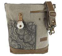 Sunsa Umhängetasche Damen groß Handtasche mit vielen Fächern Tasche aus Canvas & Leder. Vintage Tasche in Kahkigrün. Mandala Design Schultertasche Shopper Arbeitstasche Frauen Crossbody Damentasche