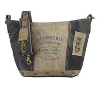 Sunsa Umhängetasche Damen Tasche braun Big Bag aus Canvas Baumwolle & Leder Vintage Handtasche mit verstellbaren Schultergurt Crossbody Schultertasche groß Arbeitstasche Frauen Taschen für Büro