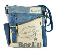 Sunsa Umhängetasche. Nachhaltige Crossbody Bag aus recycelte Jeans Canvas & Leder. Vintage Tasche. Denim Schultertasche. Große Jeanstasche mit mehreren Fächern