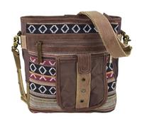 Sunsa Umhängetasche Webstoff gemustert Tasche, Schultertasche mit viel Fächern