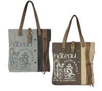 Sunsa Vintage Tasche Canvas Schultertasche große Shopper Damen Handtasche Einkaufstasche Braun