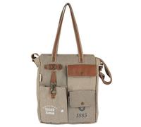 Sunsa Vintage Tasche. XL Schwarze Shopper. Schultertasche aus Canvas & Leder