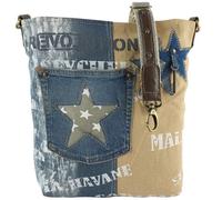 Sunsa Vintage Umhängetasche aus recycelter Jeans & Canvas. Nachhaltige Damen Crossbody Bag