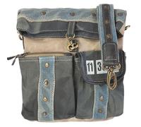 Sunsa Taschen. Umhängetasche. Damen Tasche. Damentasche mit Viele Frontfächern. Große Handtasche aus Canvas/Leinwand und Leder. Vintage Unisextasche. Geschenk für Sie/Ihn (schwarz)