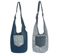 Sunsa Wende Hobo Tasche. Cotton/Jeans Umhängetasche große Schultertasche praktisch Crossbody Bag