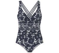 Badeanzug SUNSEEKER "Blossom", Damen, Gr. 42, Cup D, blau (marine bedruckt), Recycling-Polyamid, bedruckt, Badeanzüge, im Muster-Mix, Topseller (89149467-42) marine bedruckt