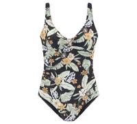 Badeanzug SUNSEEKER, Damen, Gr. 42, Cup C/D, schwarz (schwarz, bedruckt), Microfaser, Microfaser, Polyamid, floral, Badeanzüge Badeanzug, mit Zierschnürung (75562431-42) schwarz, bedruckt