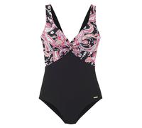Badeanzug SUNSEEKER "Palina", Damen, Gr. 40, Cup B, schwarz (schwarz bedruckt), Recycling-Polyamid, unifarben, Print-Einsatz, Badeanzüge, im Paisley Druck und mit Shaping-Effekt (55582823-40) schwarz 