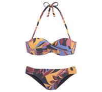 Sunseeker Bügel-Bandeau-Bikini, mit Blätterdruck 34, Cup A bunt Damen Bügel-Bikinis Bikinis Damenbademode Bügel-Bandeau-Bikini 34, Cup A marine, rostrot