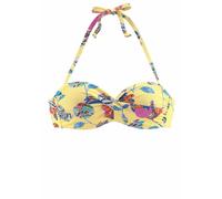 Bügel-Bandeau-Bikini-Top SUNSEEKER "Jam", Damen, Gr. 34, Cup E, bunt (gelb, bunt), Microfaser, bedruckt, floral, Bikini-Oberteile, mit Wickeloptik (24582462-34) gelb, bunt