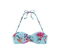 Bügel-Bandeau-Bikini-Top SUNSEEKER "Modern", Damen, Gr. 40, Cup B, blau (hellblau, bedruckt), Polyamid, bedruckt, floral, Bikini-Oberteile, mit Blumenprint (40909545-40) hellblau, bedruckt