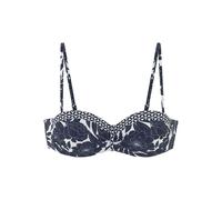 Bügel-Bandeau-Bikini-Top SUNSEEKER "Blossom", Damen, Gr. 36, Cup C, blau (marine bedruckt), Recycling-Polyamid, bedruckt, Bikini-Oberteile, im Muster-Mix (62213966-36) marine bedruckt