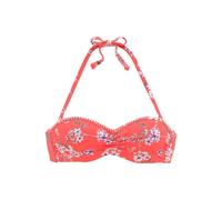 Bügel-Bandeau-Bikini-Top SUNSEEKER "Ditsy", Damen, Gr. 36, Cup B, orange (orange, bedruckt), Polyamid, geblümt, bedruckt, Bikini-Oberteile, mit Häkelkante (35827507-36) orange, bedruckt