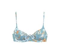 Bügel-Bikini-Top SUNSEEKER "Suva", Damen, Gr. 38, Cup D, blau (aquablau, bedruckt), Polyamid, floral, Bikini-Oberteile, mit leichter Wattierung (75307024-38) aquablau, bedruckt